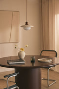 Lampe suspendue en travertin et bois avec boule en cristal Davise - 1