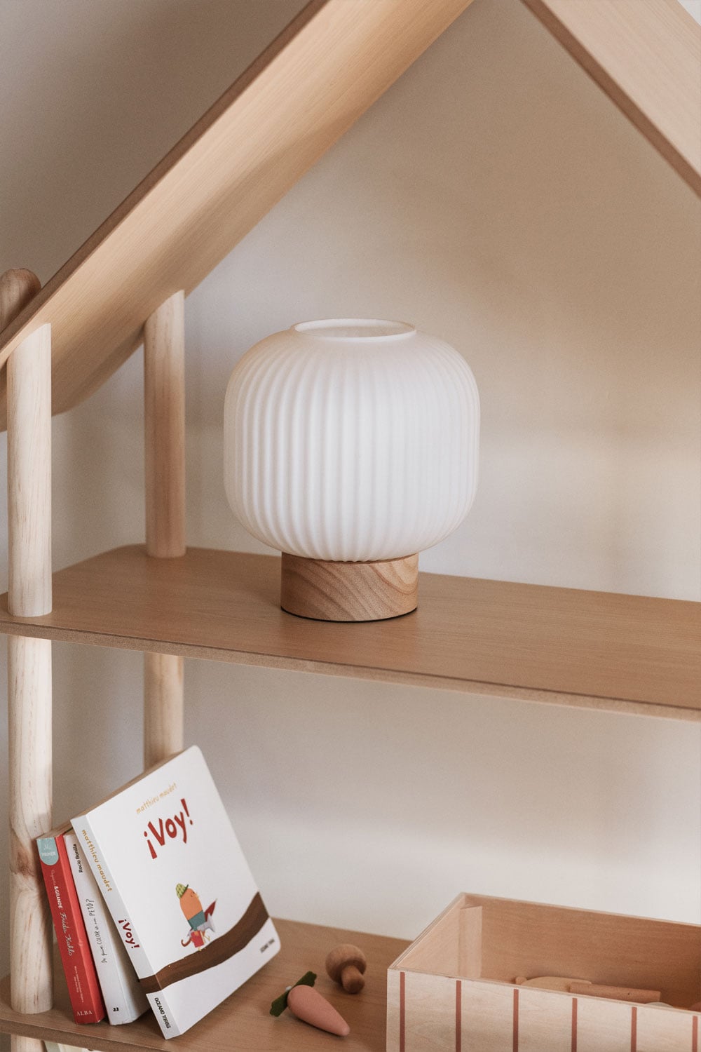 Lampe de table en bois et verre Bruner - 1