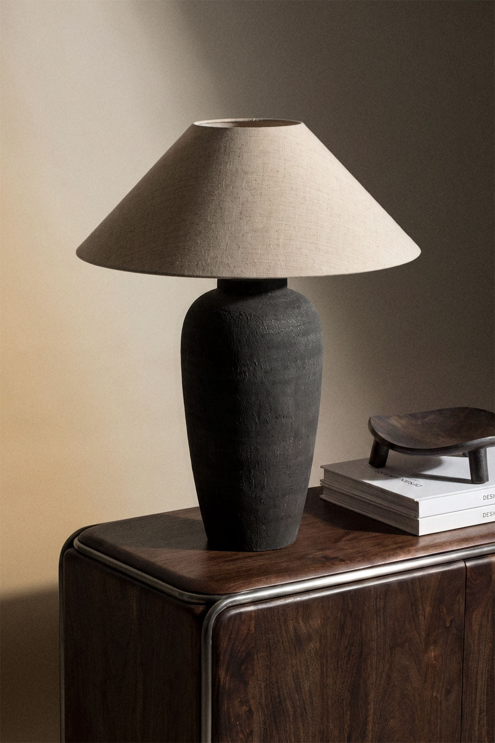 Lampe de table en lin et fibre de verre Selivan - 1