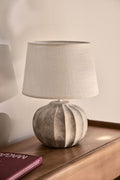 Lampe de table Yalira 30 cm en céramique et lin - 1