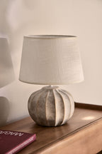 Lampe de table Yalira 30 cm en céramique et lin - 1