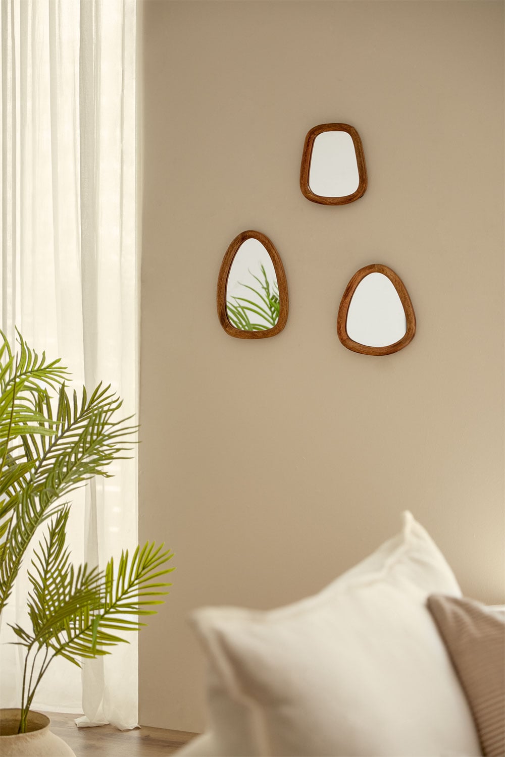 Ensemble de 3 miroirs muraux en bois de manguier Gabael Design - 1