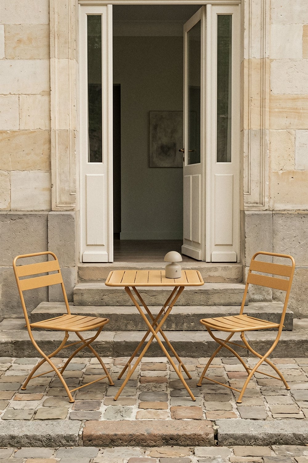 Set de table carrée 60x60 cm et 2 chaises pliantes de jardin en acier Janti - 4