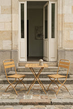 Set de table carrée 60x60 cm et 2 chaises pliantes de jardin en acier Janti - 4