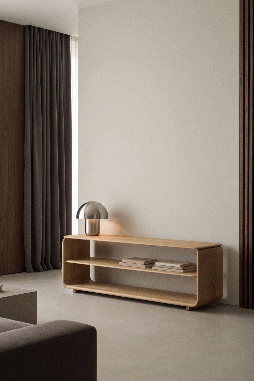 Meuble TV 140x35 cm en bois Tinsley - 1