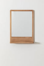 Miroir mural rectangulaire 50x70 cm avec étagère en bois de teck Mazure - 2