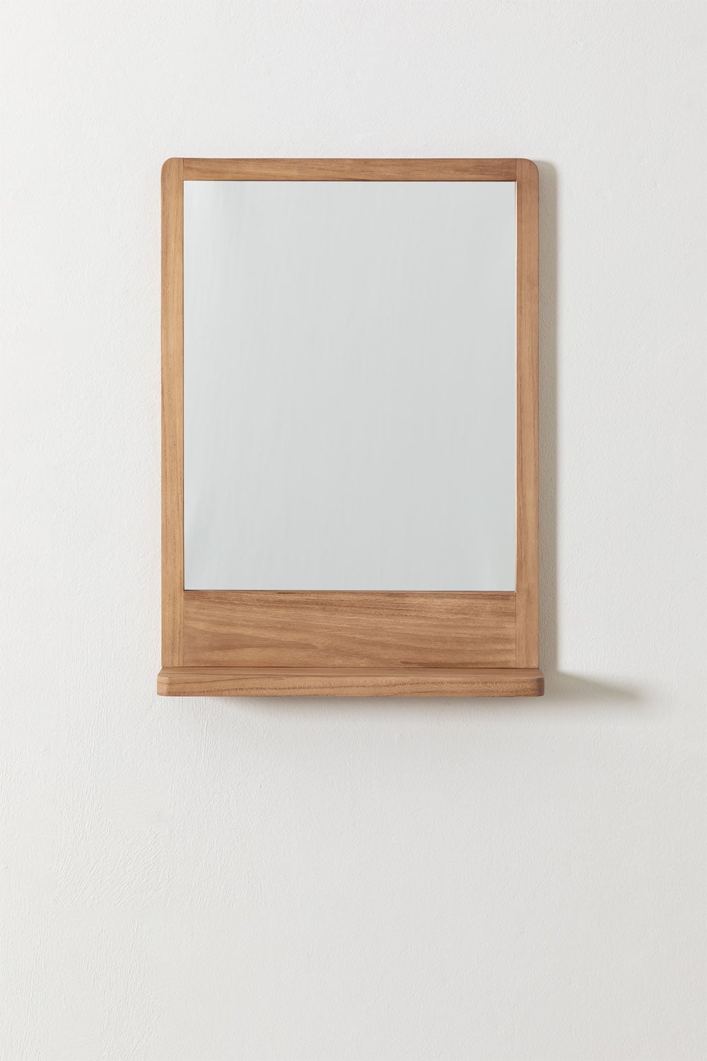 Miroir mural rectangulaire 50x70 cm avec étagère en bois de teck Mazure - 2