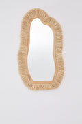 Miroir mural irrégulier 60x105 cm en bois de chêne et raphia Melenis - 2