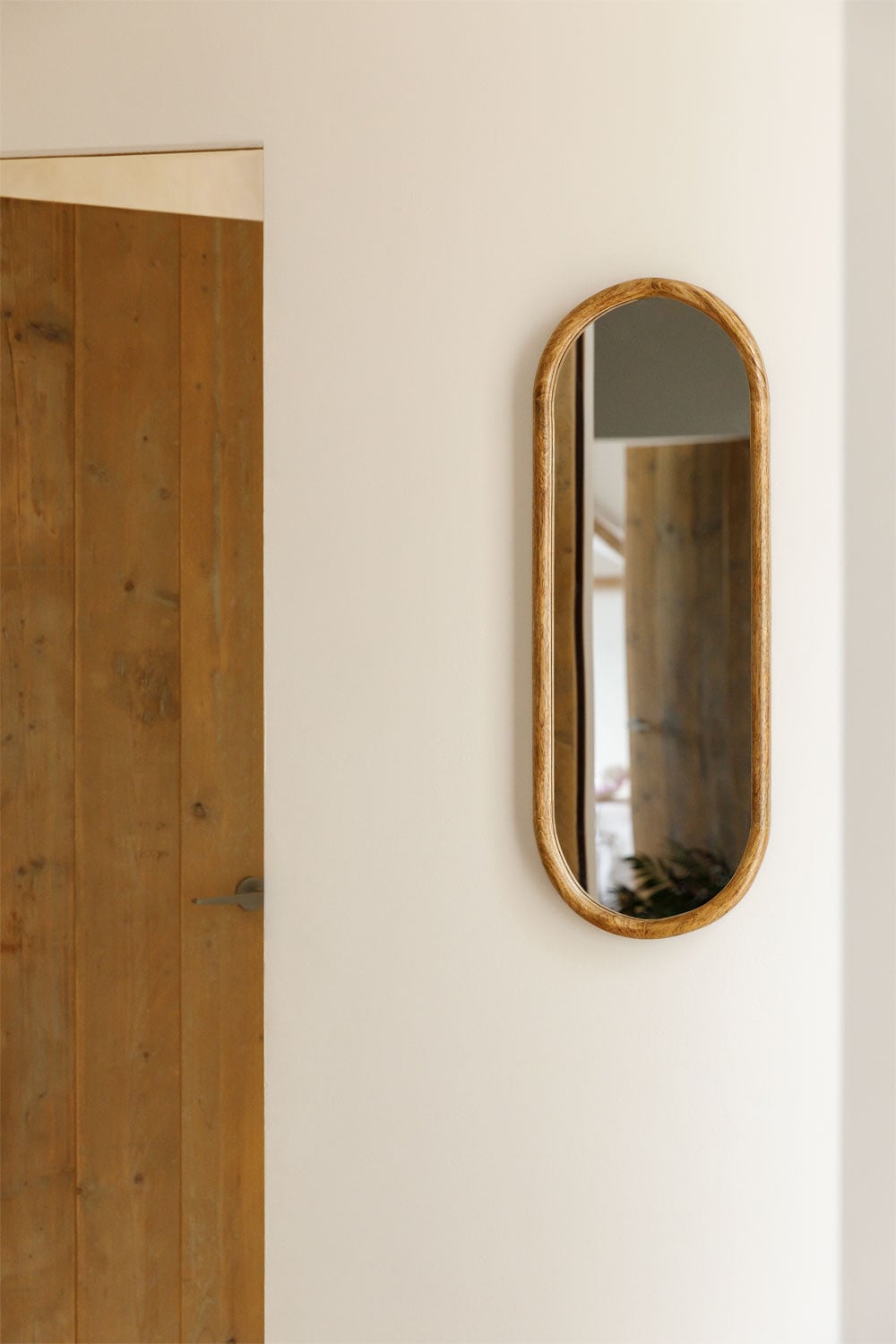 Miroir mural ovale en bois de manguier Munya - 1