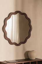 Miroir mural rond Ø80 cm en bois de chêne Luesia - 1