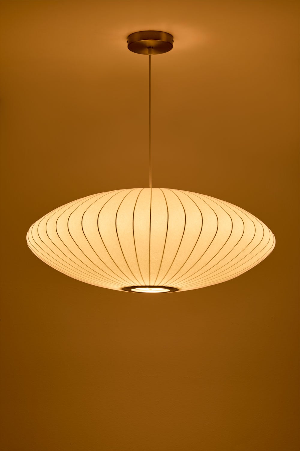 Lampe suspendue en soie artificielle et fer Worel - 2