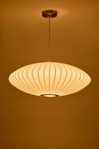 Lampe suspendue en soie artificielle et fer Worel - 2
