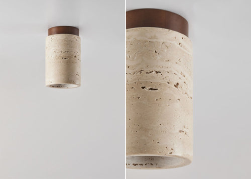Applique de plafond en travertin et bois Davise - 2