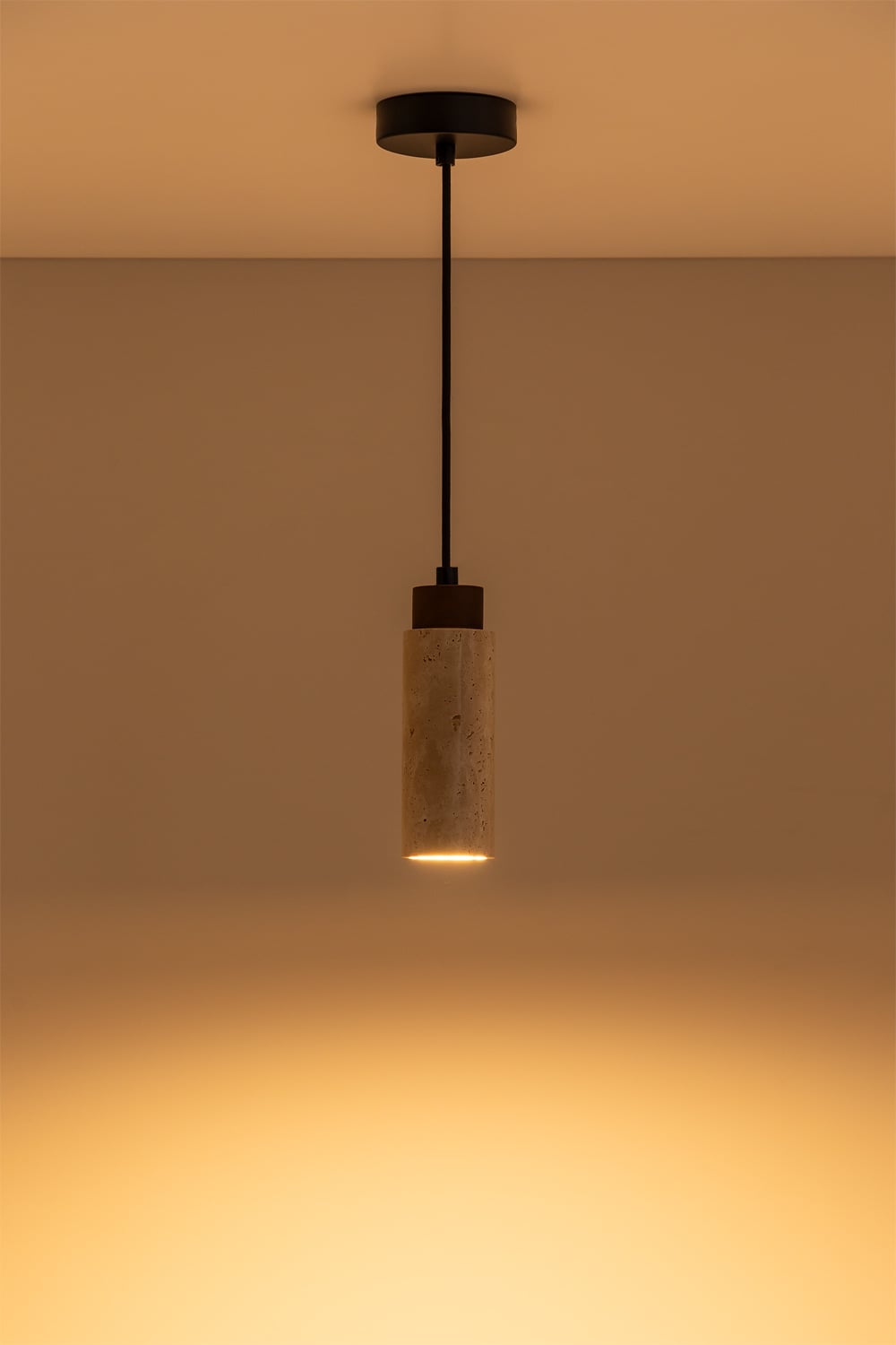 Lampe suspendue de plafond Ø6,5 cm en travertin Davise - 2