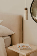 Lampe suspendue de plafond Ø6,5 cm en travertin Davise - 1