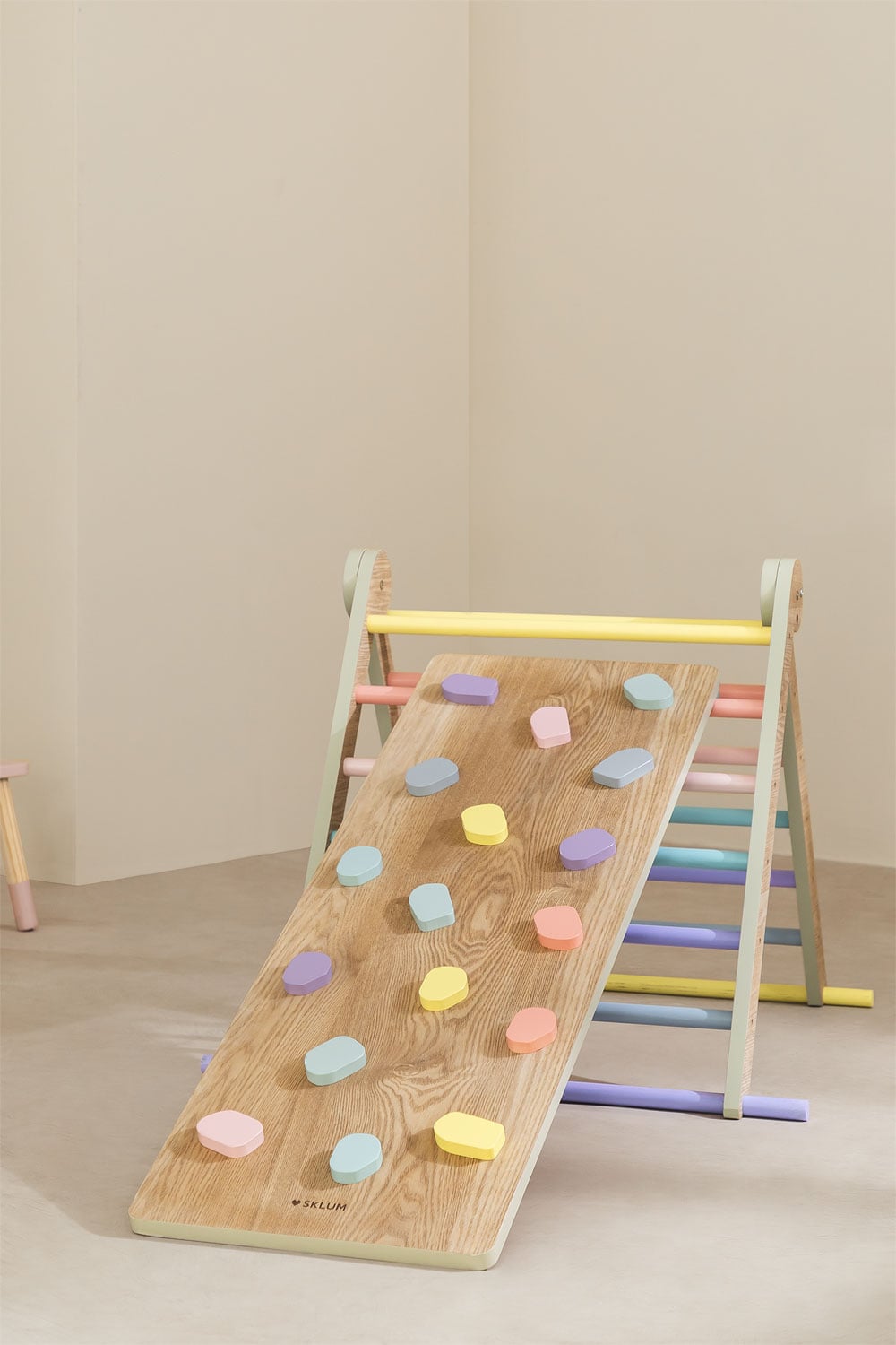 Rampe avec mur d'escalade d'apprentissage en bois Pyqer Colors Kids - 1
