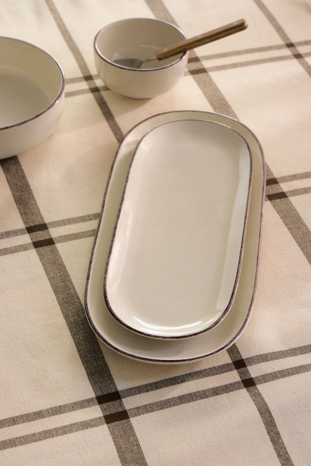 Set de 2 plateaux en grès Ronilena - 1