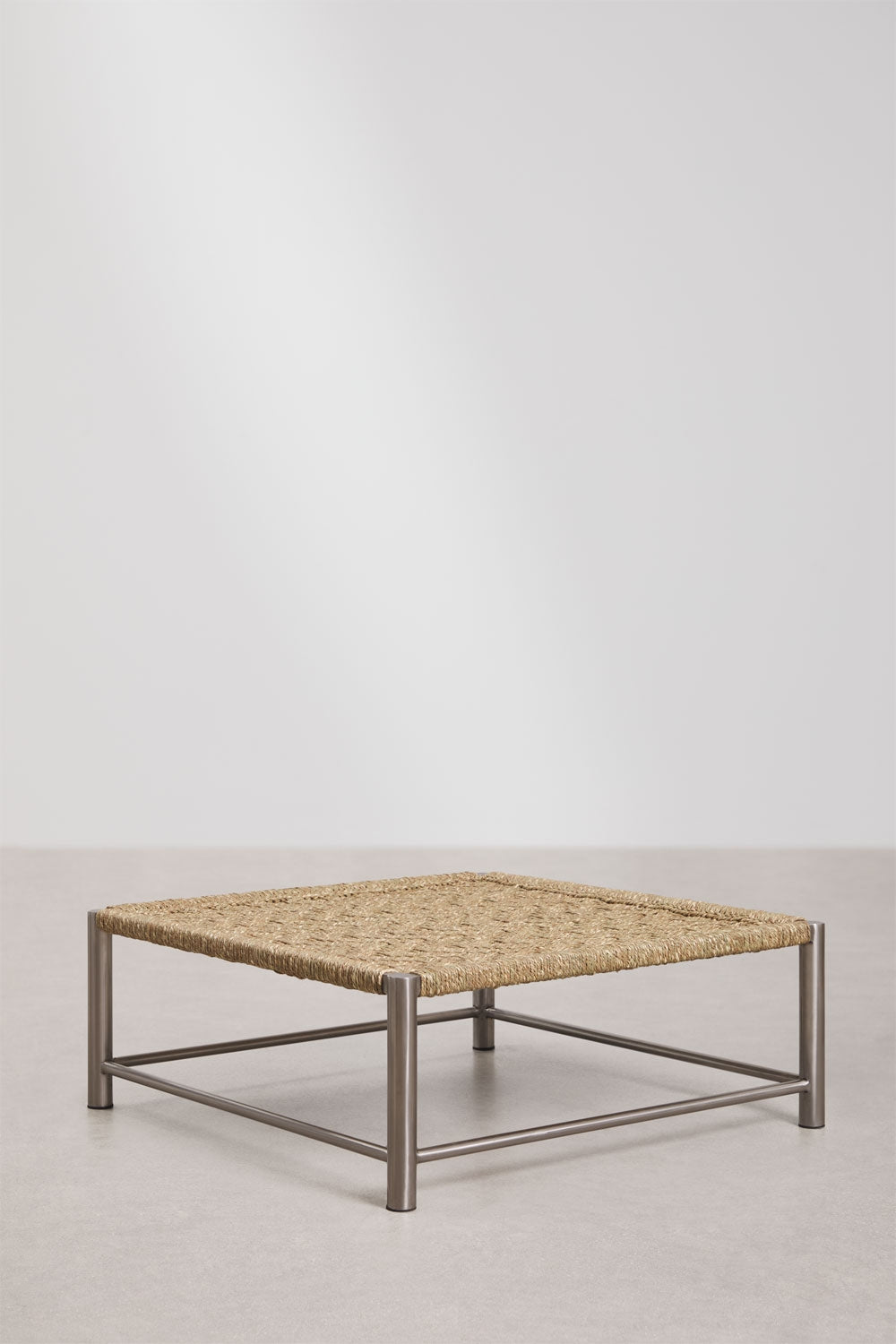 Table basse carrée 80x80 cm en acier inoxydable et jute Narnial - 2
