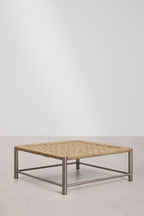 Table basse carrée 80x80 cm en acier inoxydable et jute Narnial - 2