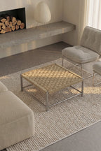 Table basse carrée 80x80 cm en acier inoxydable et jute Narnial - 1