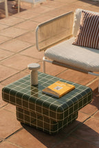 Table basse rectangulaire de jardin effet ciment carreaux Eleonor - 1