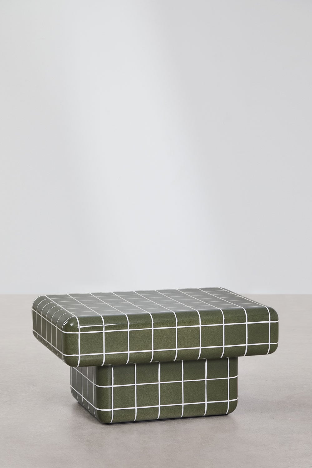 Table basse rectangulaire de jardin effet ciment carreaux Eleonor - 2