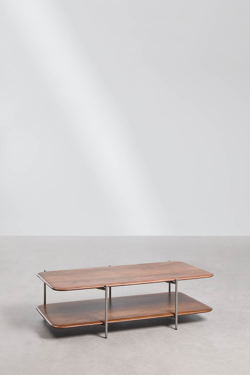 Table basse rectangulaire 120x60 cm en bois de manguier et acier inoxydable Vimara - 2