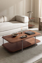 Table basse rectangulaire 120x60 cm en bois de manguier et acier inoxydable Vimara - 1