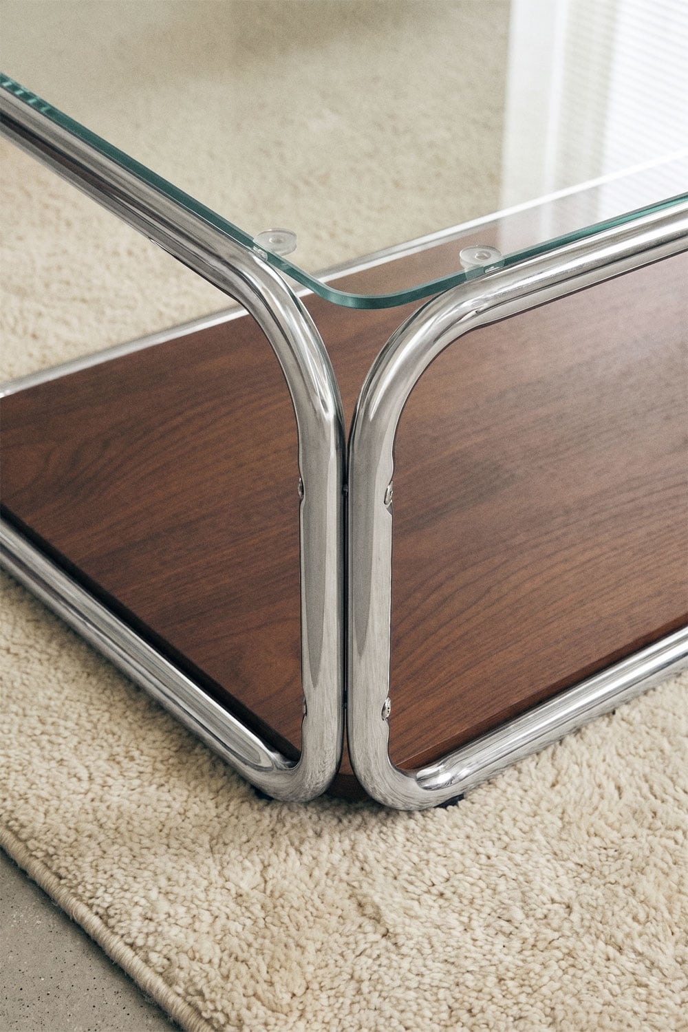 Table basse rectangulaire 120x60 cm en fer et verre trempé Kavena - 2