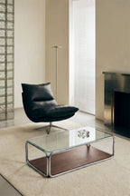 Table basse rectangulaire 120x60 cm en fer et verre trempé Kavena - 1