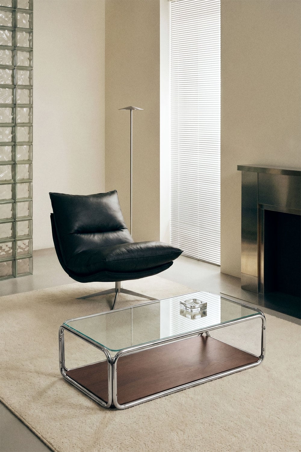 Table basse rectangulaire 120x60 cm en fer et verre trempé Kavena - 1