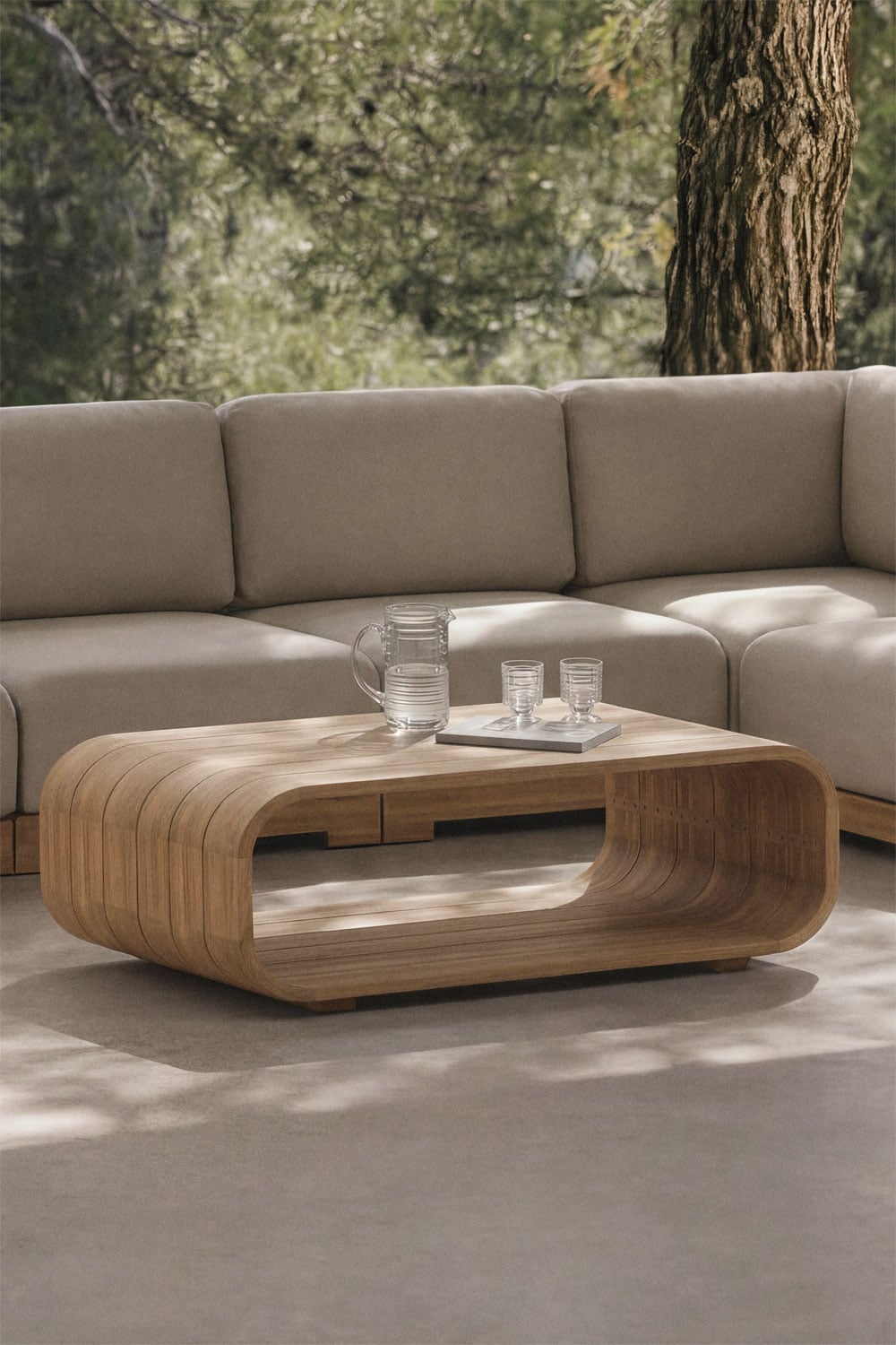 Table basse rectangulaire de jardin 140x75 cm en bois d'acacia Brivori - 1
