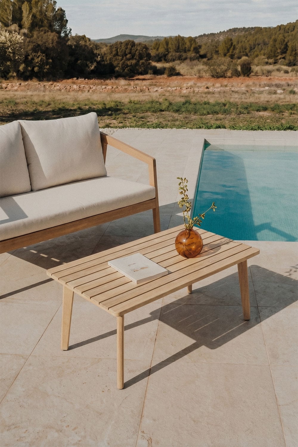Table basse rectangulaire de jardin 90x50 cm en bois d'acacia Kaela - 1