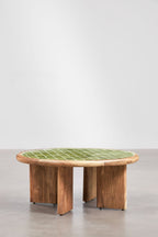 Table basse ronde Ø80 cm en carreaux et bois d'acacia Aitana - 2