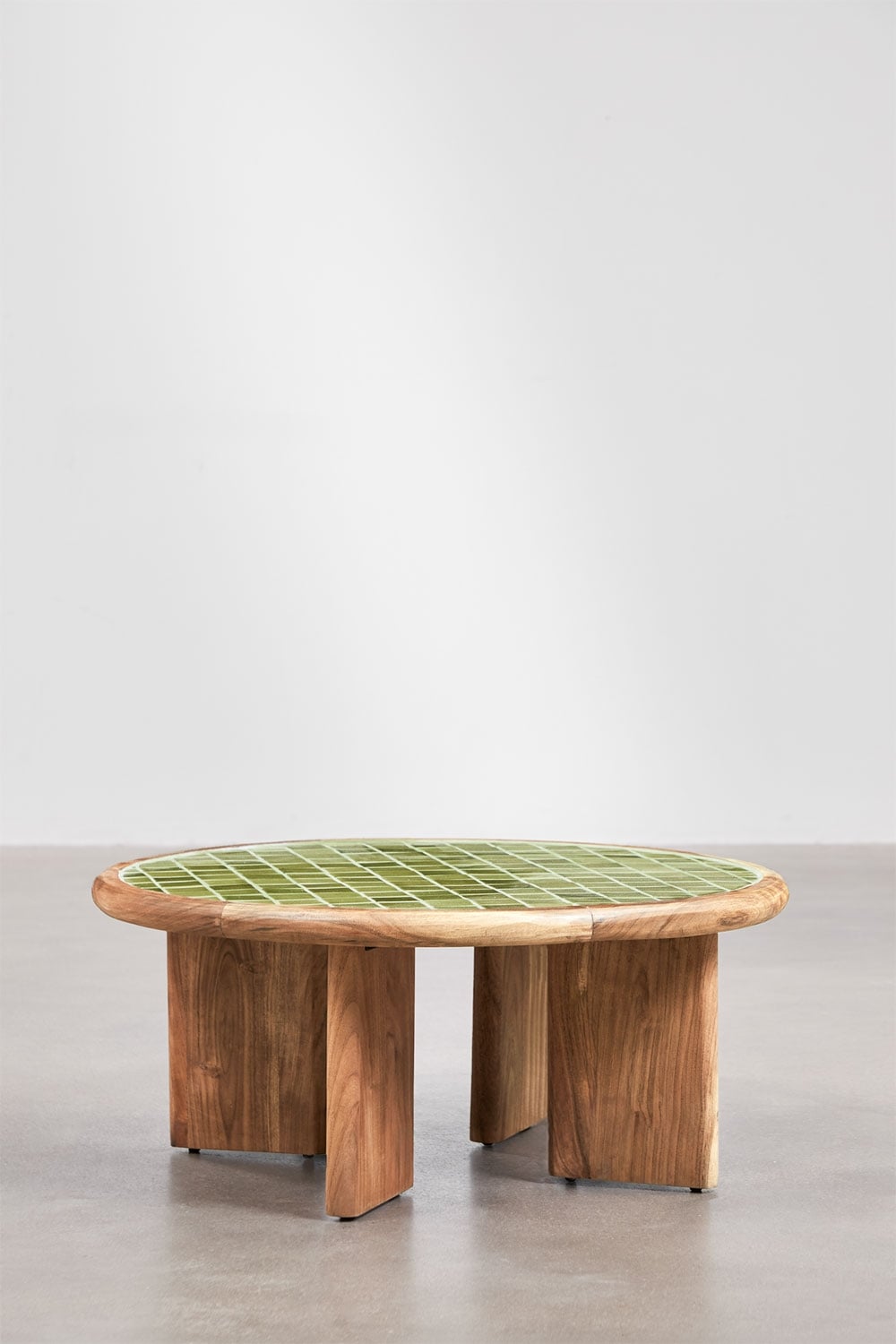 Table basse ronde Ø80 cm en carreaux et bois d'acacia Aitana - 2