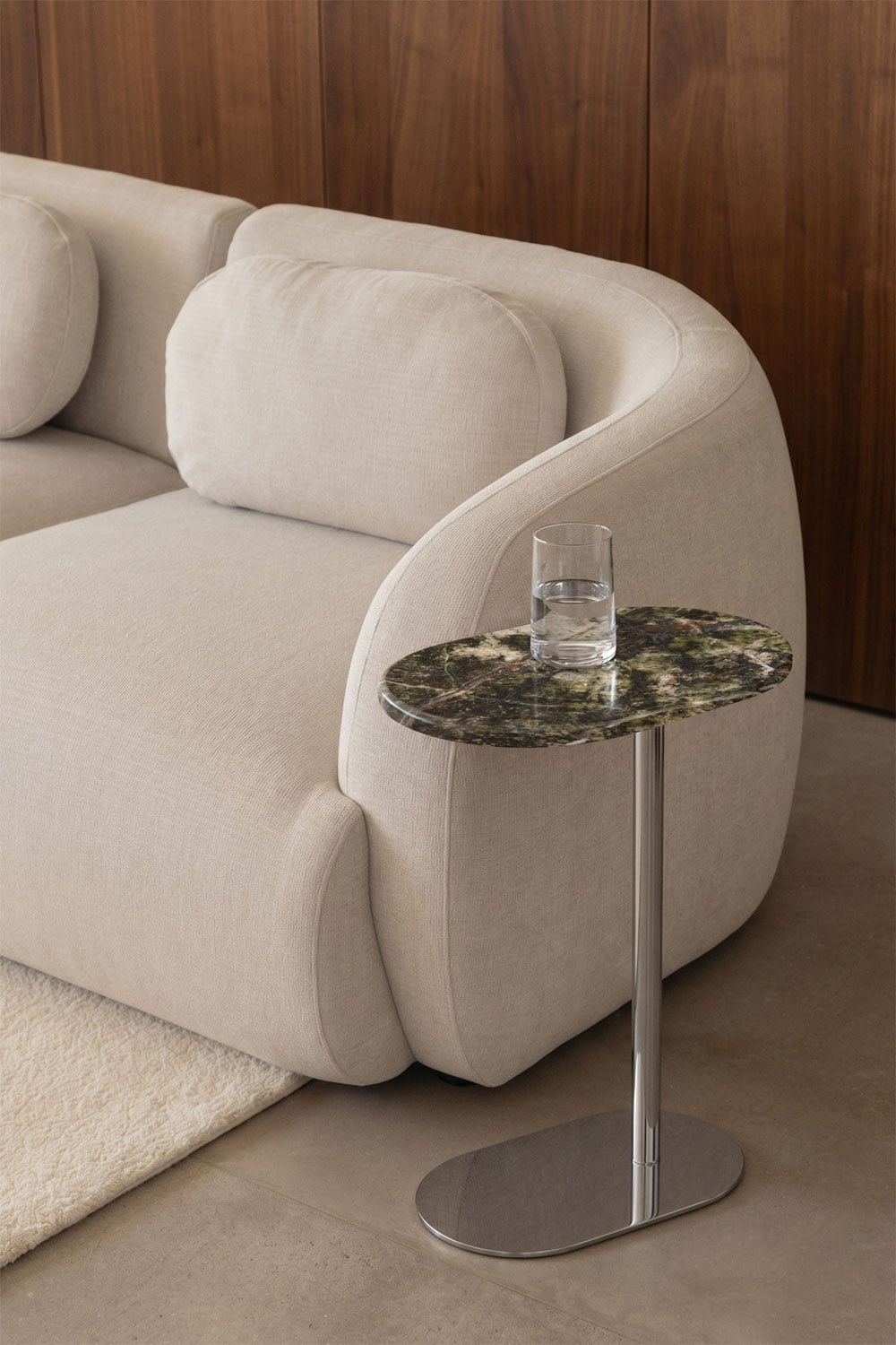 Table d'appoint ovale 45x25 cm en acier inoxydable Lumair - 1
