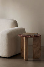 Table d'appoint ronde Ø50 cm en pierre naturelle et bois de manguier Lavinia - 3