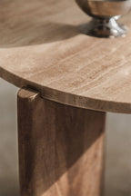 Table d'appoint ronde Ø50 cm en pierre naturelle et bois de manguier Lavinia - 2