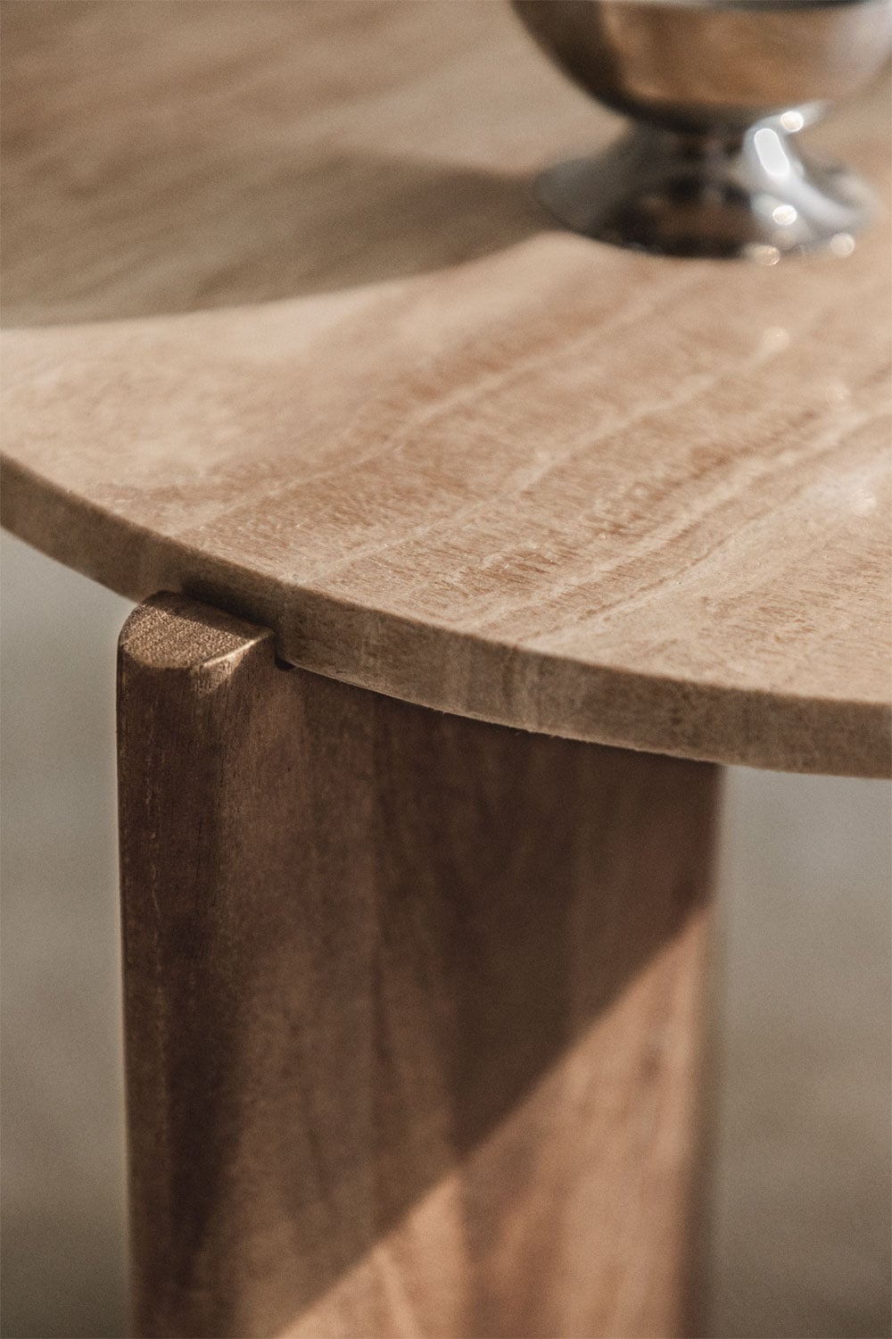 Table d'appoint ronde Ø50 cm en pierre naturelle et bois de manguier Lavinia - 2