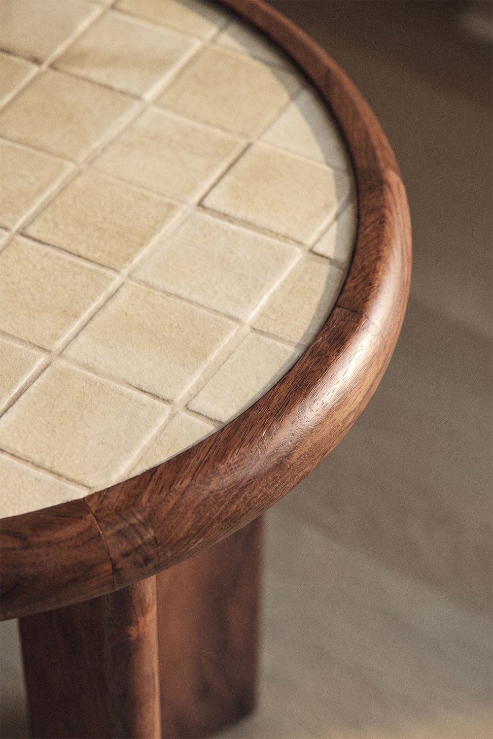Table d'appoint ronde Ø40 cm en carreaux et bois d'acacia Aitana - 2