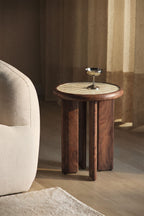 Table d'appoint ronde Ø40 cm en carreaux et bois d'acacia Aitana - 1