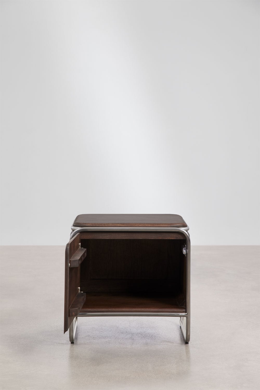 Table de chevet 45x45 cm en bois d'acacia et acier inoxydable Altrex - 2