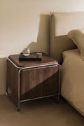 Table de chevet 45x45 cm en bois d'acacia et acier inoxydable Altrex - 1