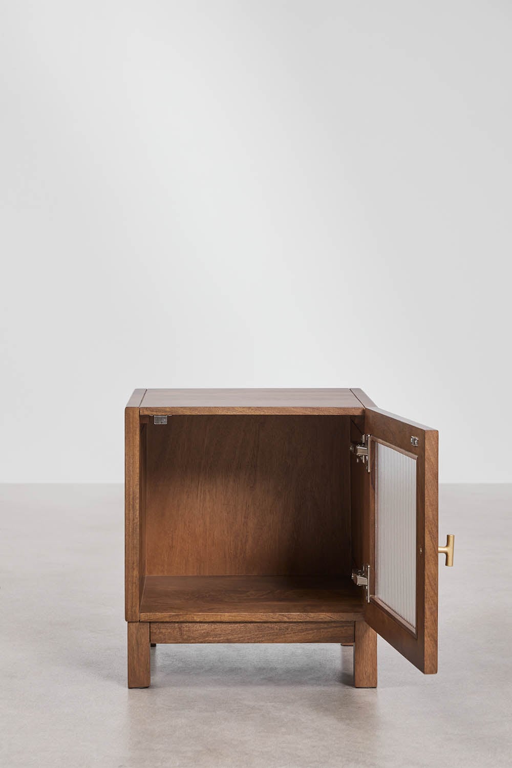 Table de chevet 45x45 cm en bois de manguier et verre Ildara - 2