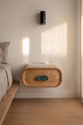 Table de chevet flottante 50x35 cm en bois de manguier et pierre naturelle Kivalina - 3