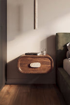 Table de chevet flottante 50x35 cm en bois de manguier et pierre naturelle Kivalina - 4