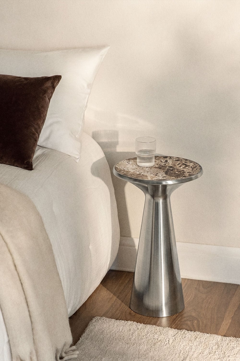 Table de chevet Ø30 cm en acier inoxydable Selmalis - 5