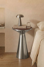 Table de chevet Ø30 cm en acier inoxydable Selmalis - 1