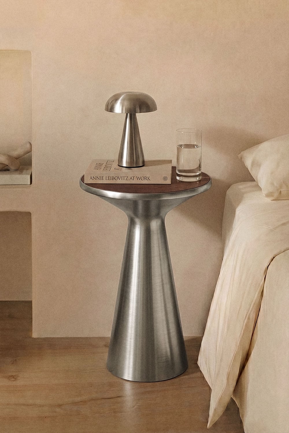 Table de chevet Ø30 cm en acier inoxydable Selmalis - 1