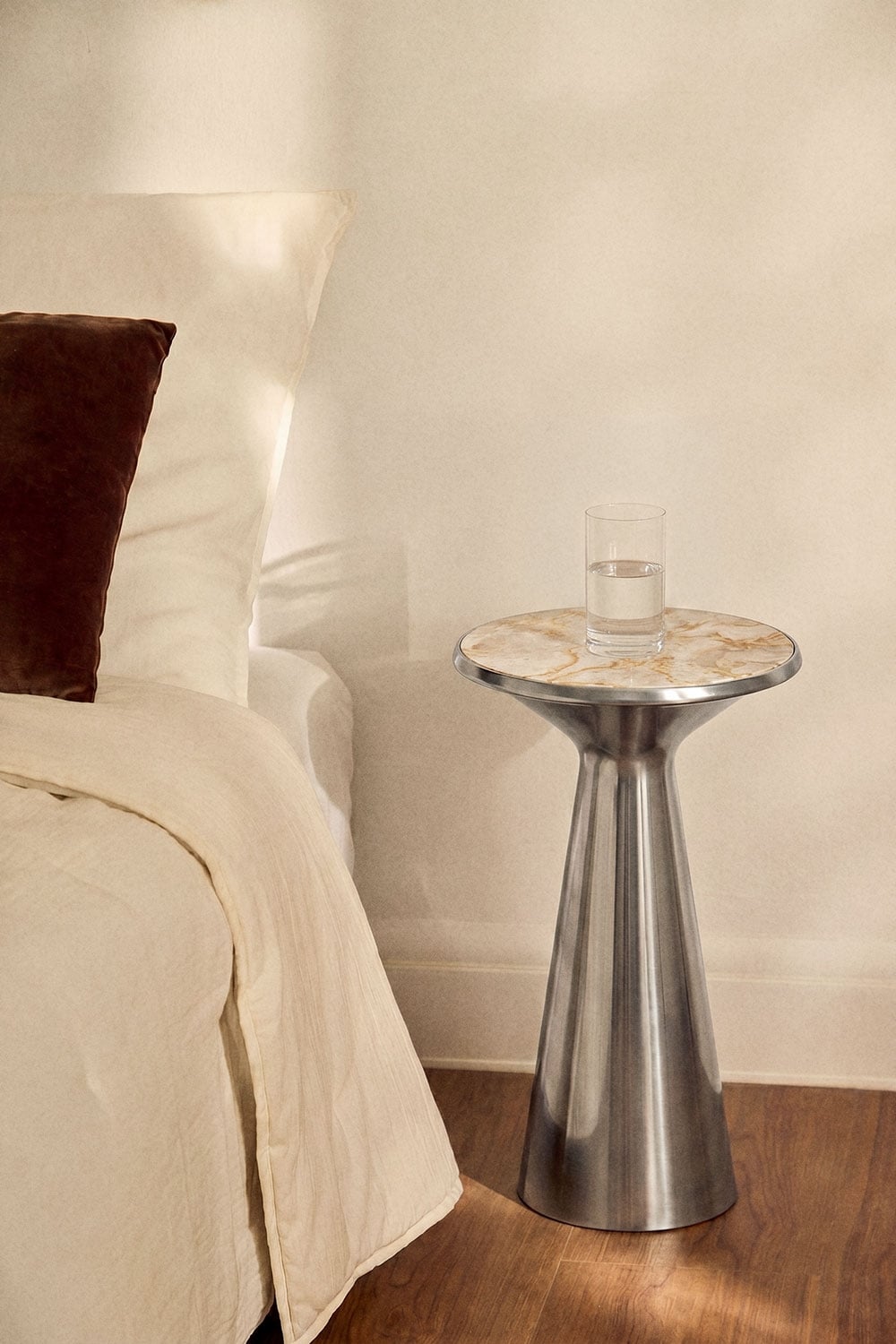 Table de chevet Ø30 cm en acier inoxydable Selmalis - 3